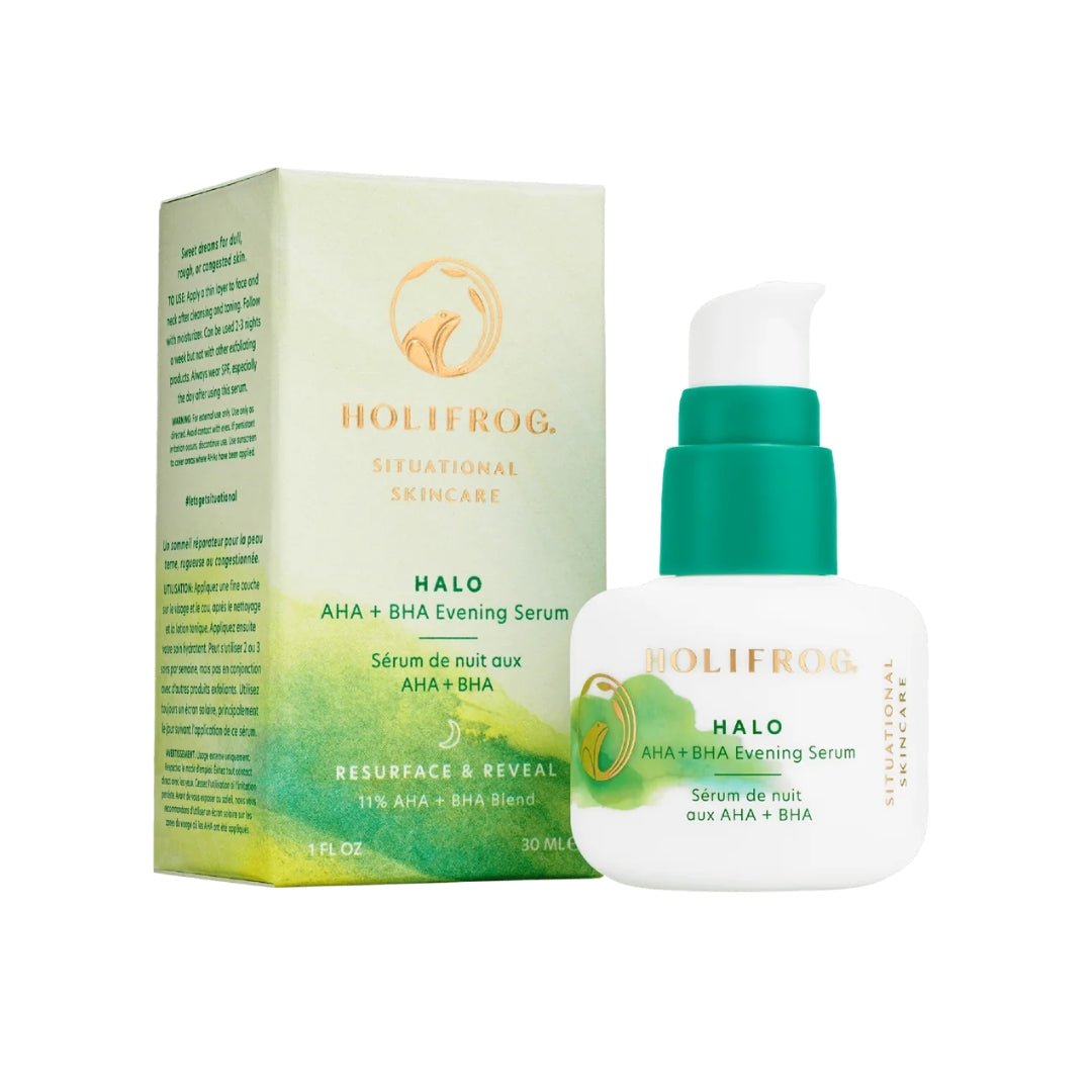 Holifrog Halo Exfoliating AHA + BHA Evening Serum - Selfcare on Sundays