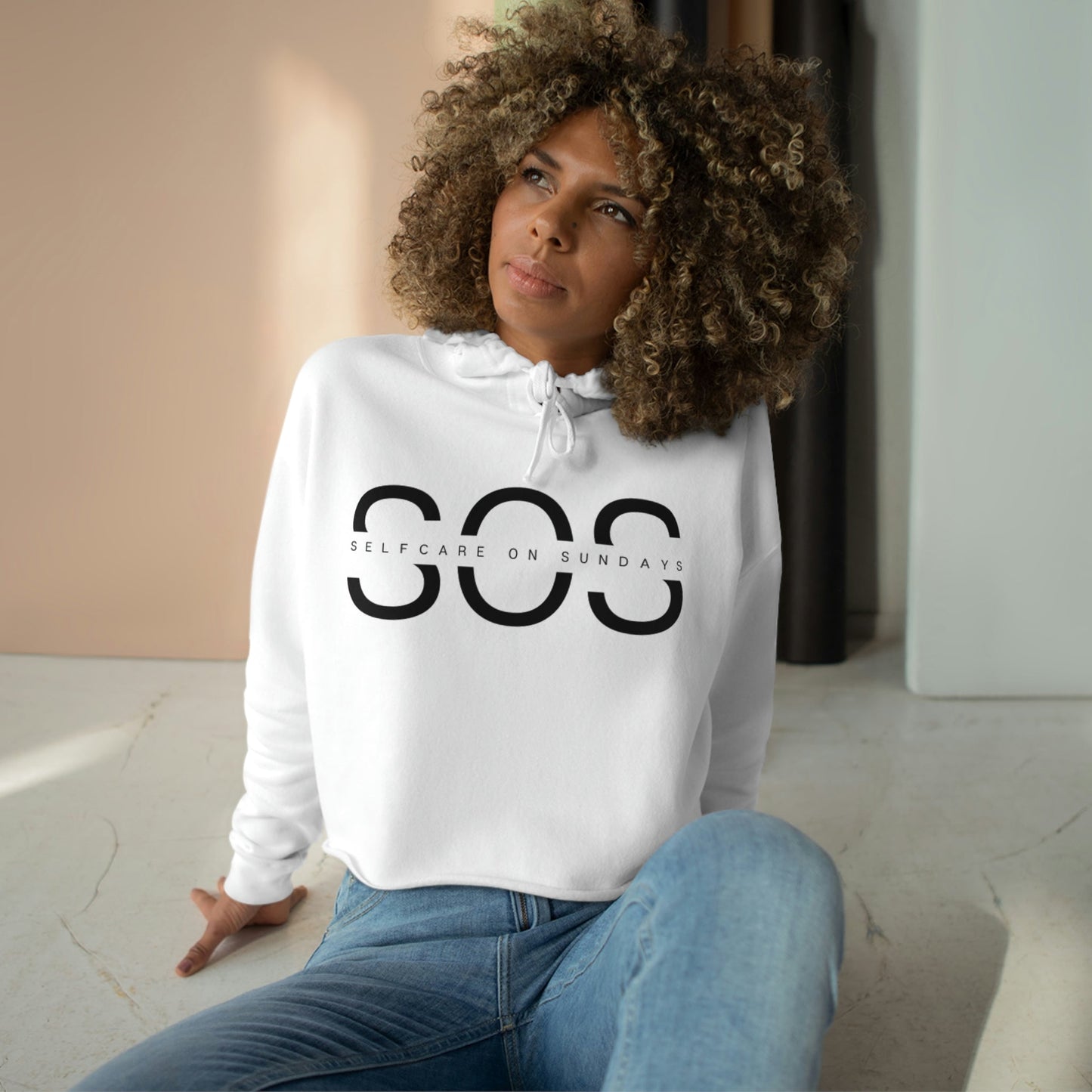 SOS Crop Top Unisex Hoodie - Selfcare on Sundays - Selfcare on Sundays